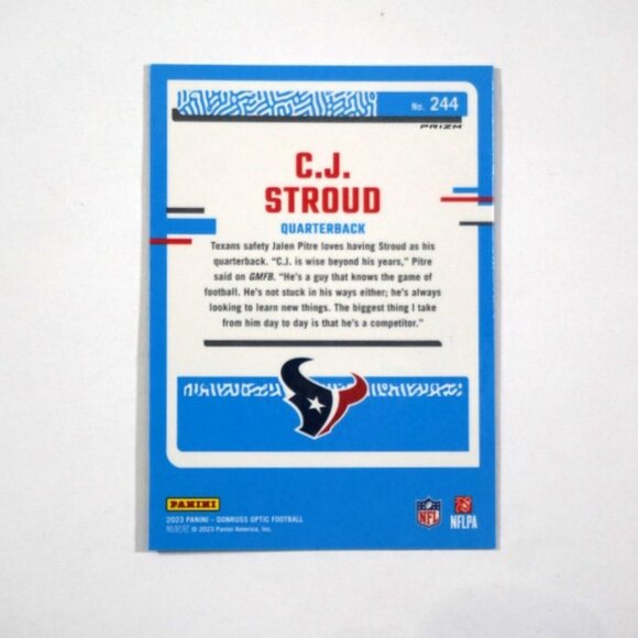 2023 Donruss Optic C.J. STROUD Blue Hyper Prizm Rated Rookie RC Texans Clean! - Picture 5 of 5